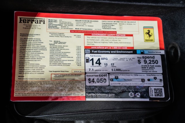 Used Car 2015 Ferrari 458 Italia  Speciale For Sale Under $480,000 In Boerne, Texas