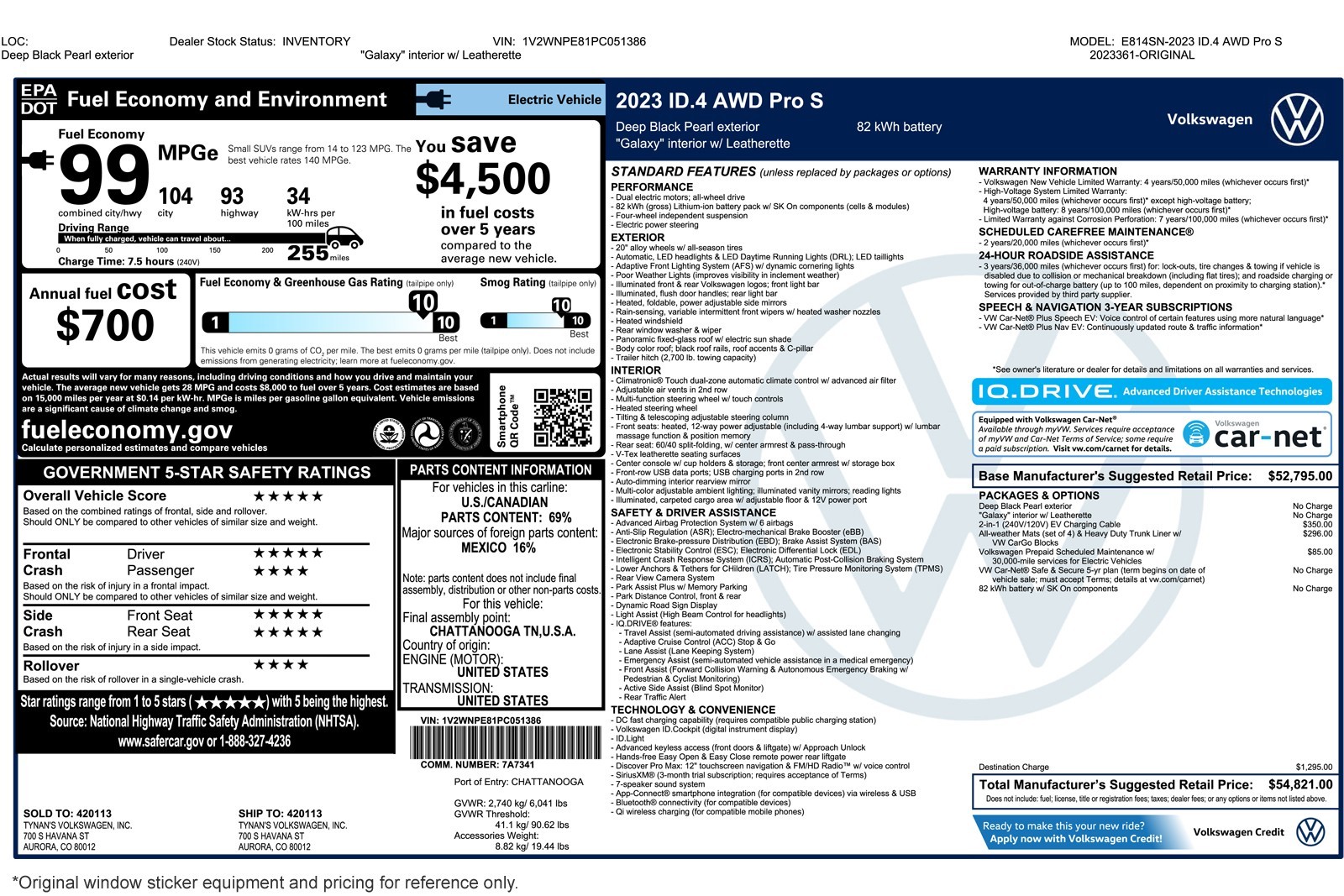 Used 2023 Volkswagen ID.4 PRO S with VIN 1V2WNPE81PC051386 for sale in Walnut Creek, CA