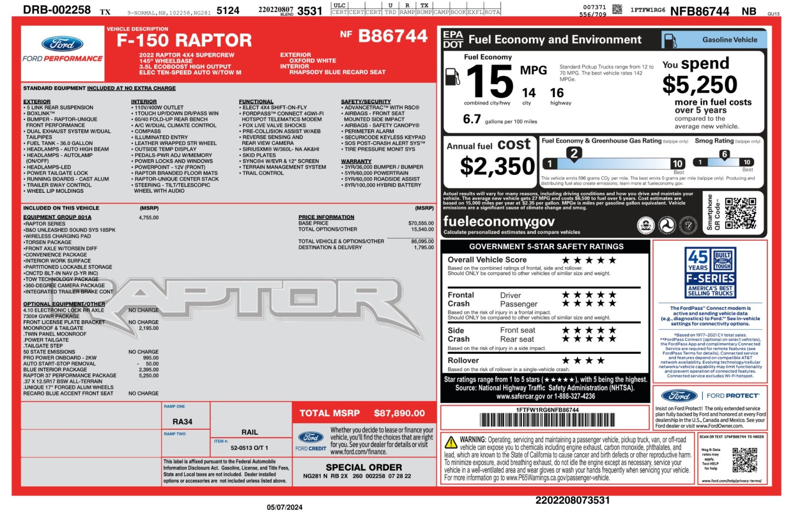 2022 Ford F-150 Raptor 4WD SuperCrew PerformancePkg 801Apkg PanoRoof FULL CUSTOM BUILD 92