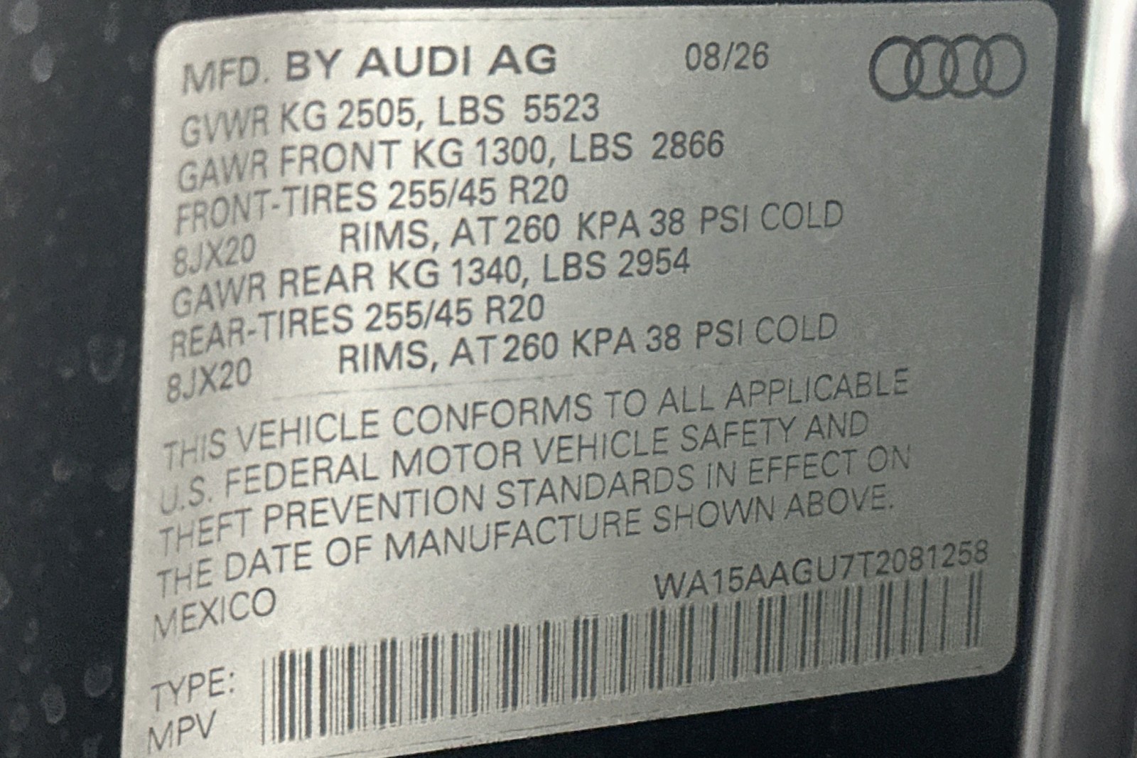 New 2026 Tambora Gray Metallic Audi Premium Plus image 17