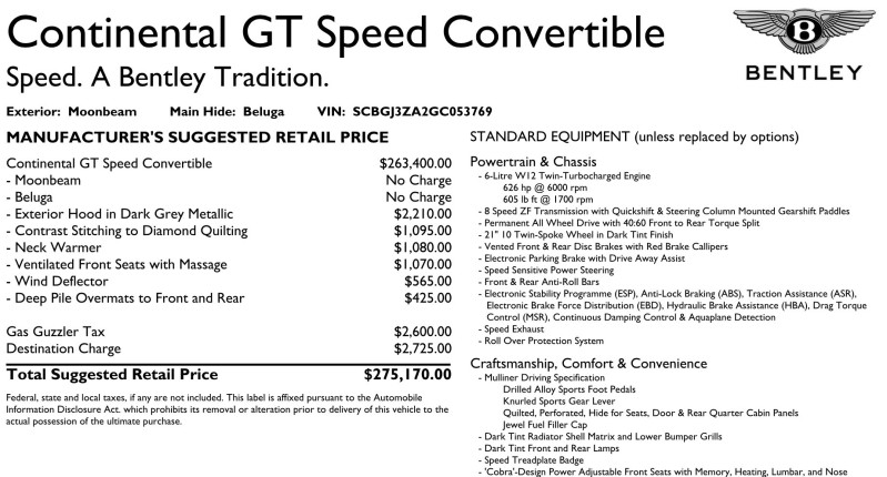 2016 Bentley Continental GTC Speed Convertible ($275,170 MSRP!!) in , 