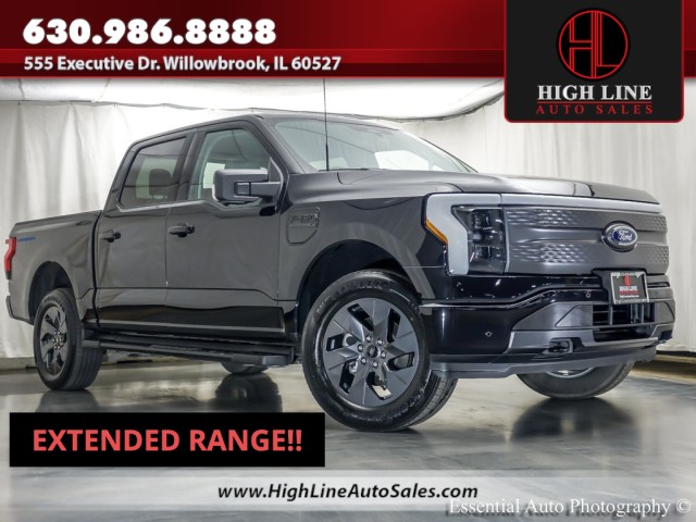 Agate Black Metallic 2023 Ford F-150 Lightning XLT SuperCrew AWD Pickup Truck All-Wheel Drive Automatic