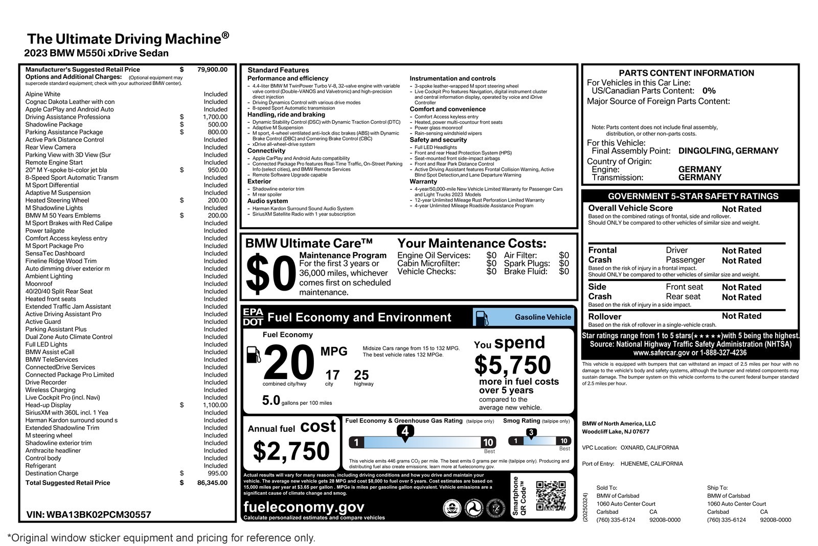 Used 2023 Alpine White BMW M550i xDrive Sedan image 2