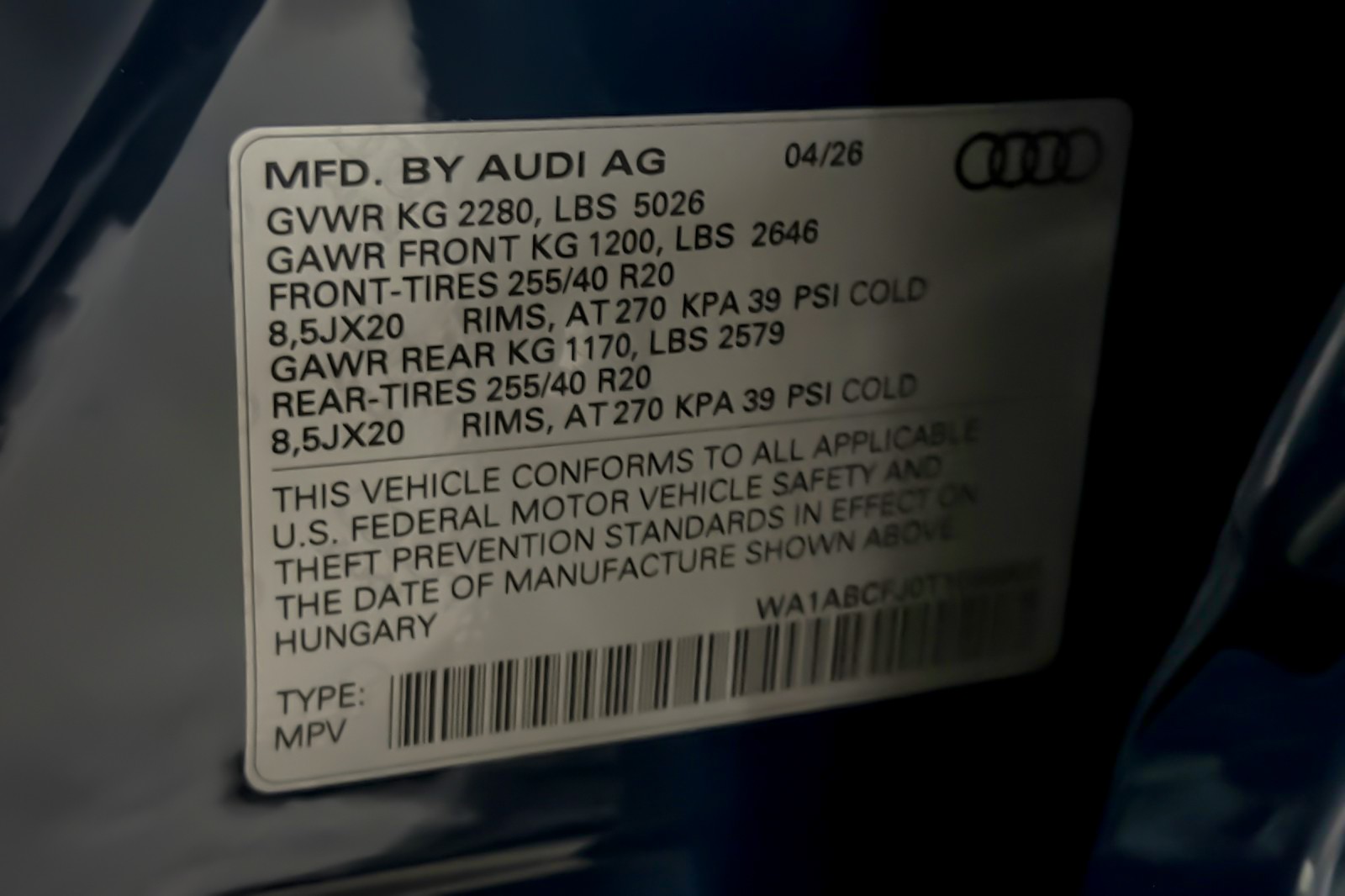 New 2026 Malpelo Blue Metallic Audi S line quattro image 25