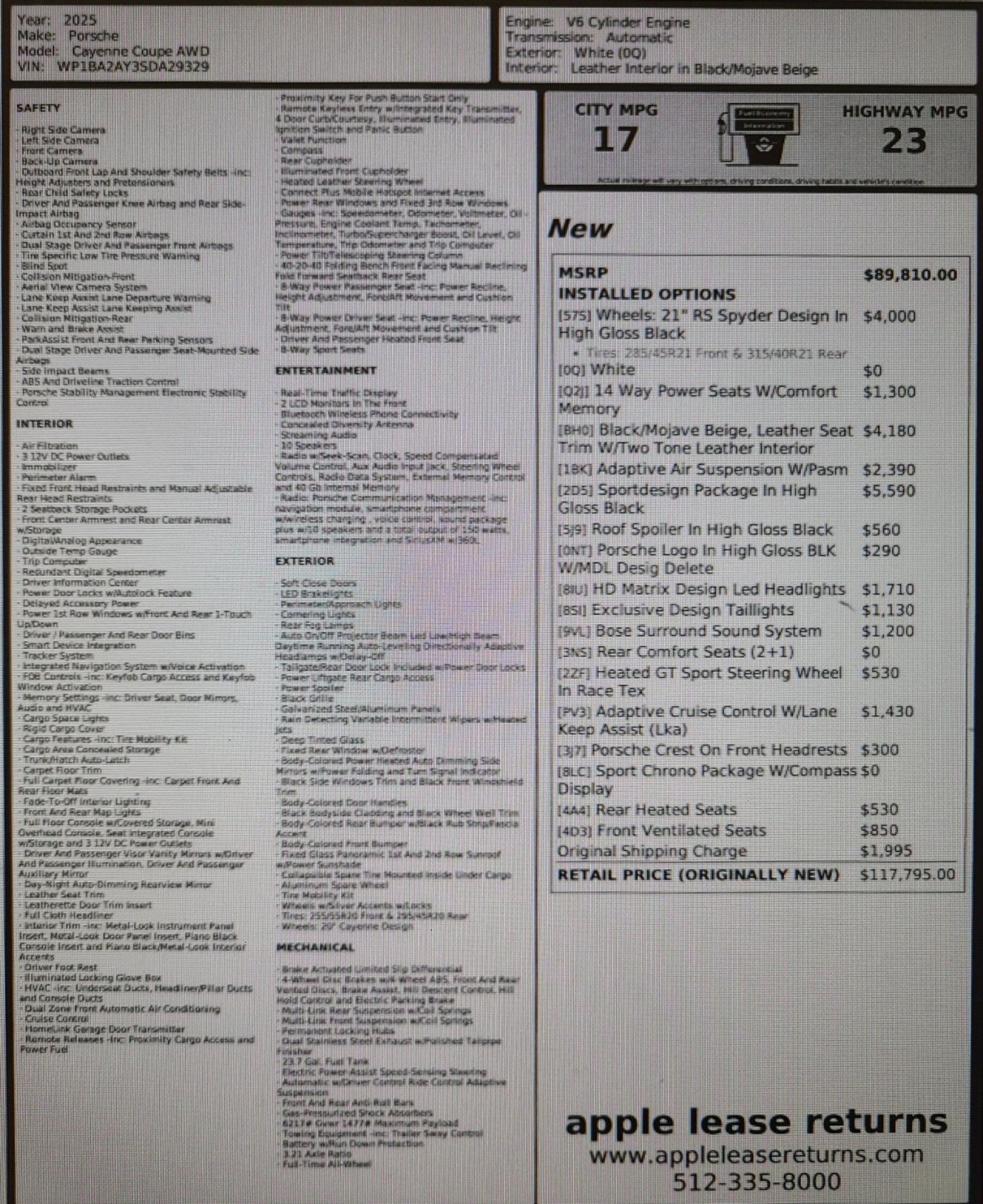 Used Car 2025 Porsche Cayenne  For Sale Under $90,000 In Austin, Texas