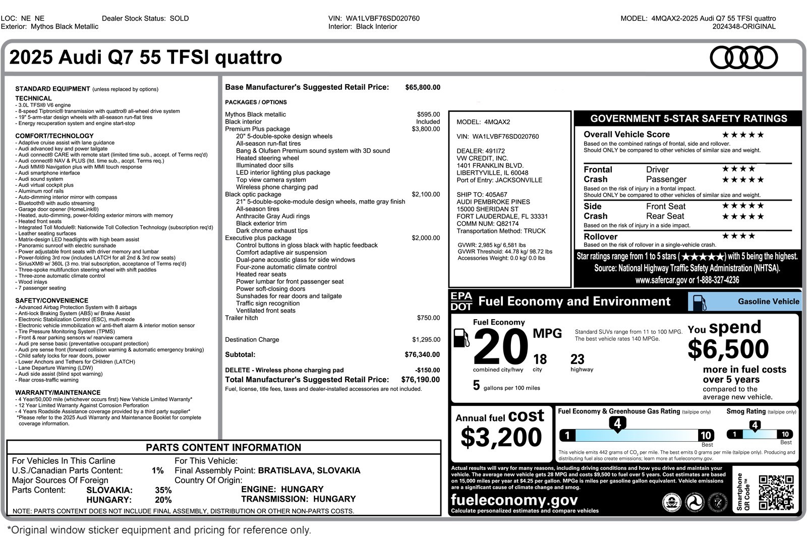 Used 2025 Mythos Black Metallic Audi Premium Plus 55 TFSI quattro image 3