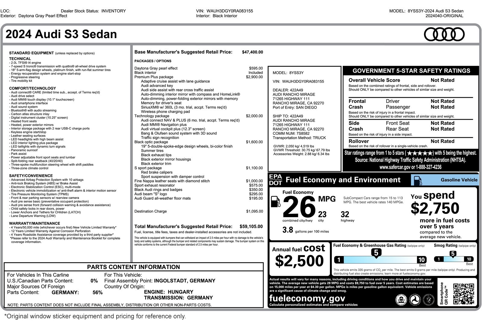 Used 2024 Daytona Gray Pearl Effect Audi Premium Plus 2.0 TFSI quattro image 3