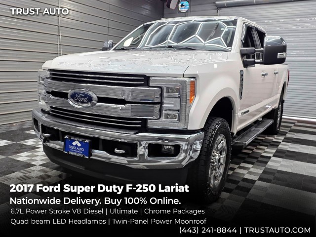 White Platinum Metallic Tri-Coat 2017 Ford F-250 Super Duty Pickup Truck Four-Wheel Drive 6-Speed Automatic