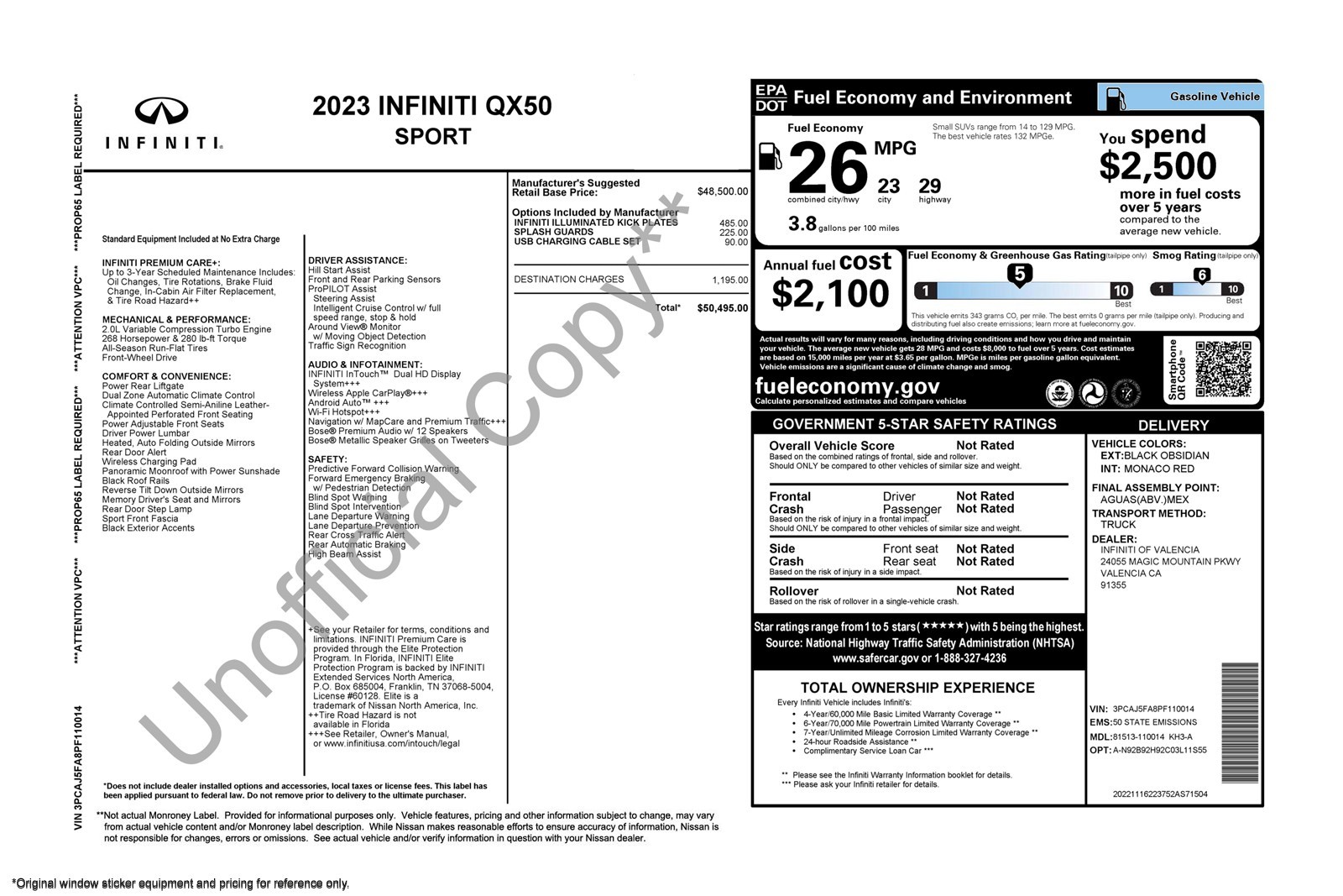 Used 2023 Black Obsidian INFINITI SPORT FWD image 2