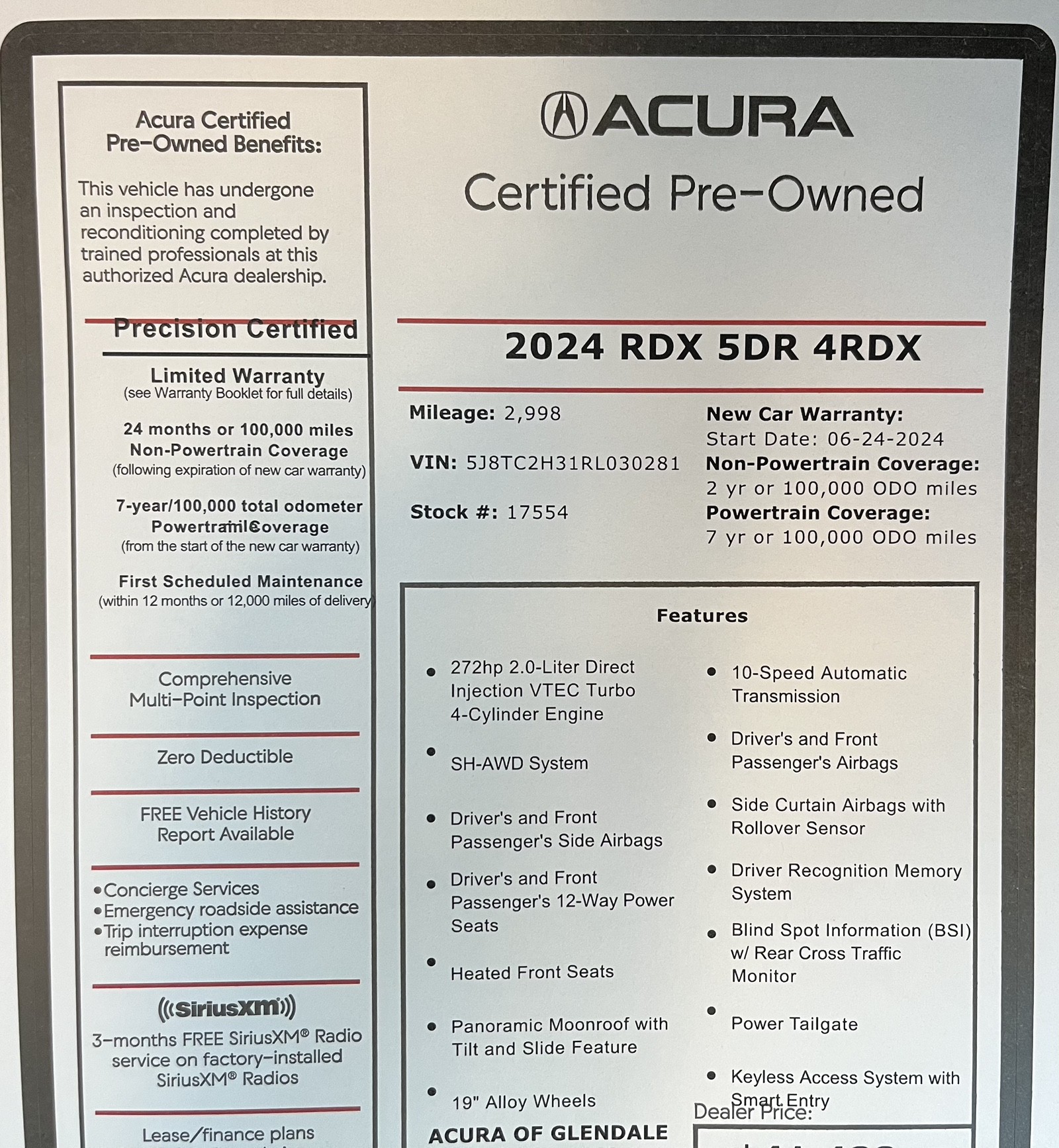 used 2024 Acura RDX car, priced at $41,488