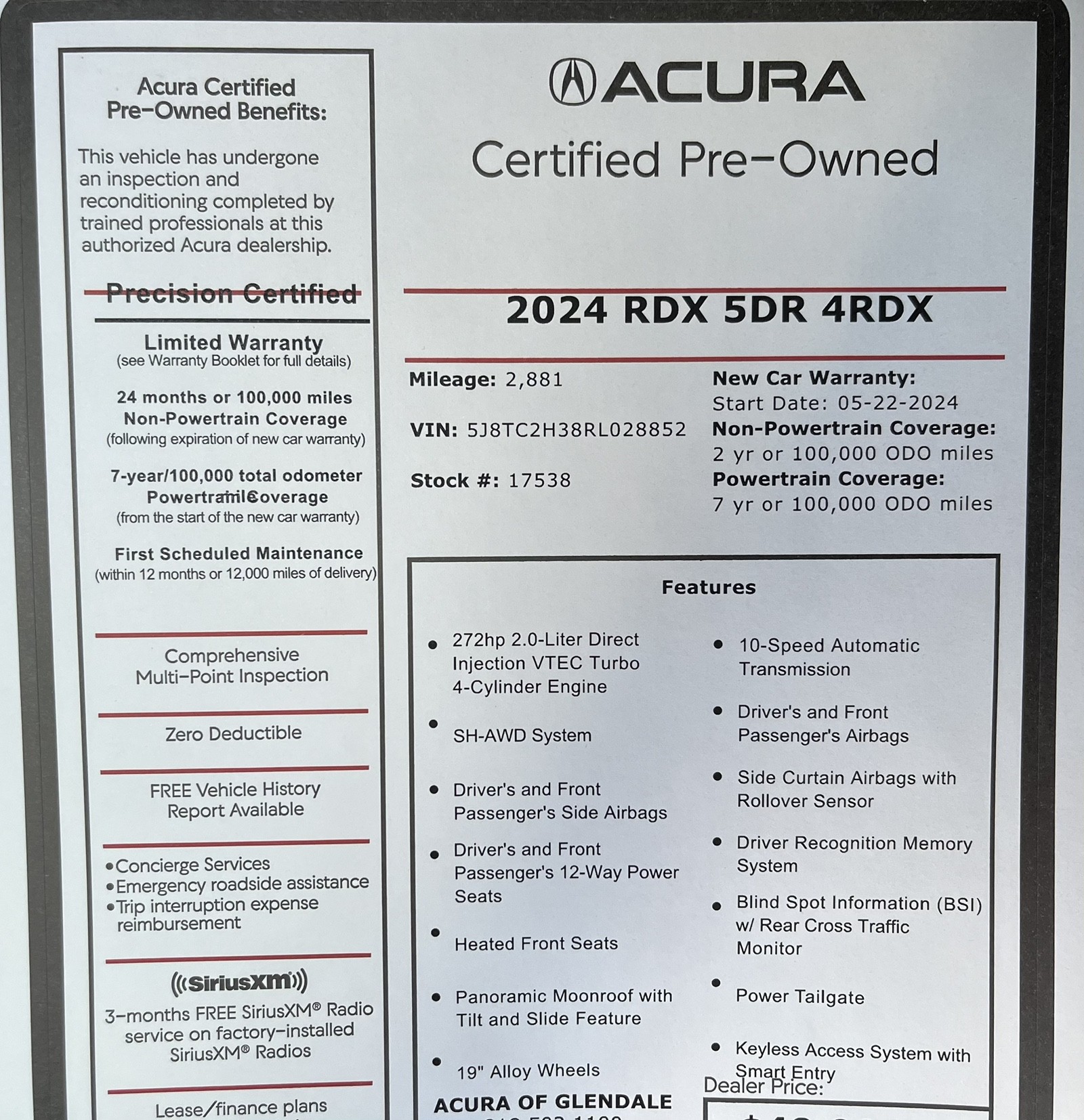 used 2024 Acura RDX car, priced at $40,988