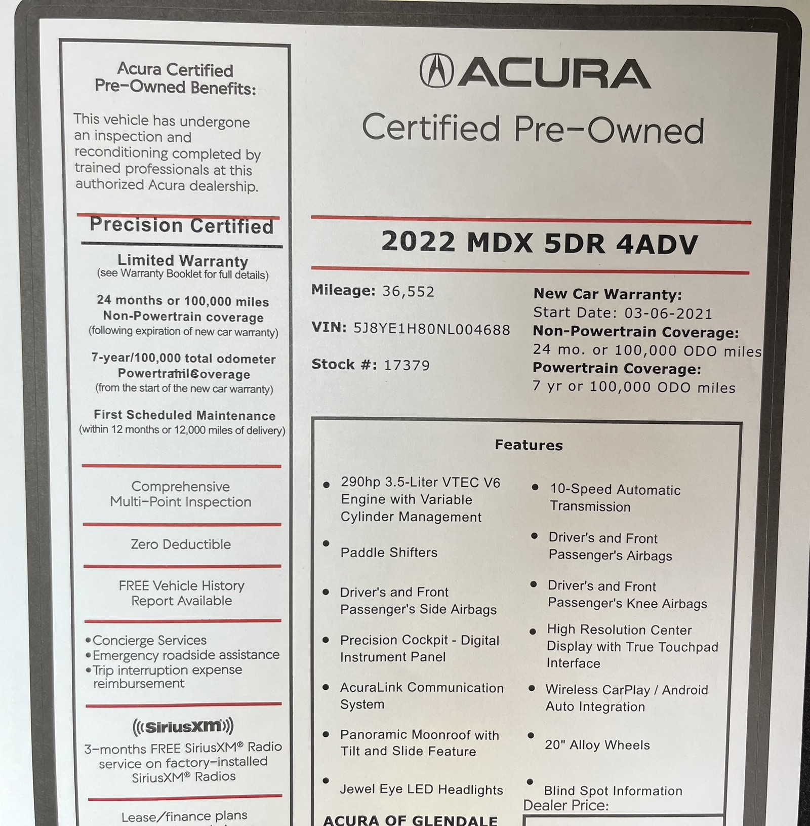used 2022 Acura MDX car, priced at $45,488