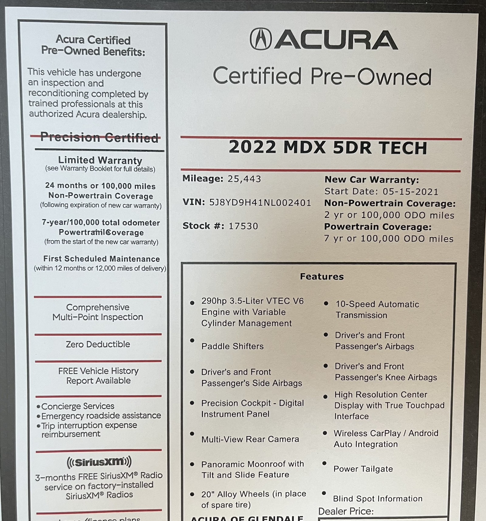 used 2022 Acura MDX car, priced at $38,488