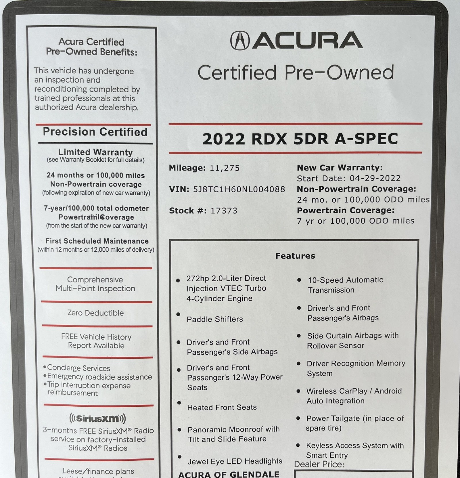 used 2022 Acura RDX car, priced at $40,988